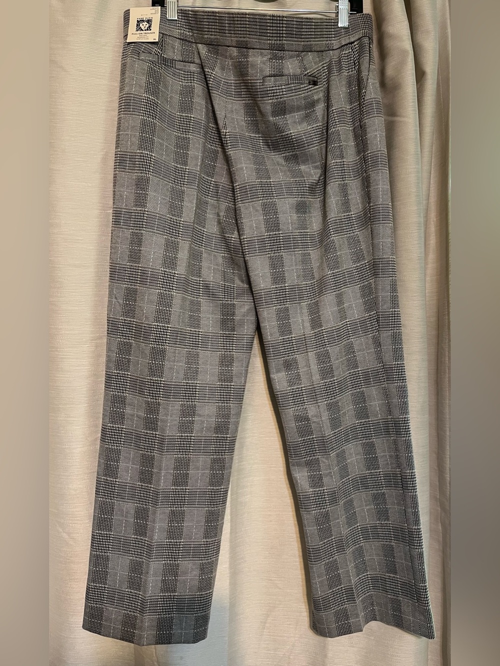 NWT size XL Anne Klein black multi houndstooth/plaid Pants